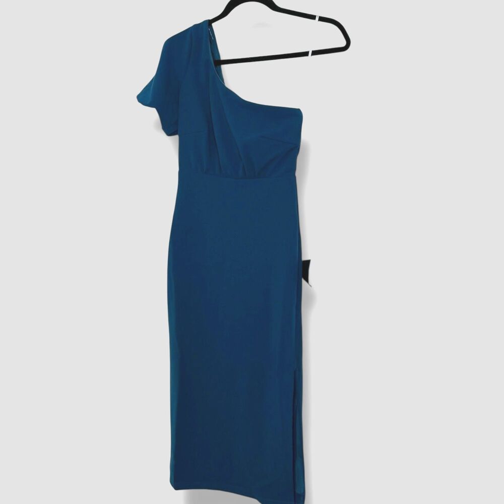 Lulus Teal Blue The Ultimate Poise One Shoulder Midi Dress Women’s XS NWT